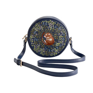 Chloe Giordani Dormouse Embroidered Round Saddle Bag - Navy