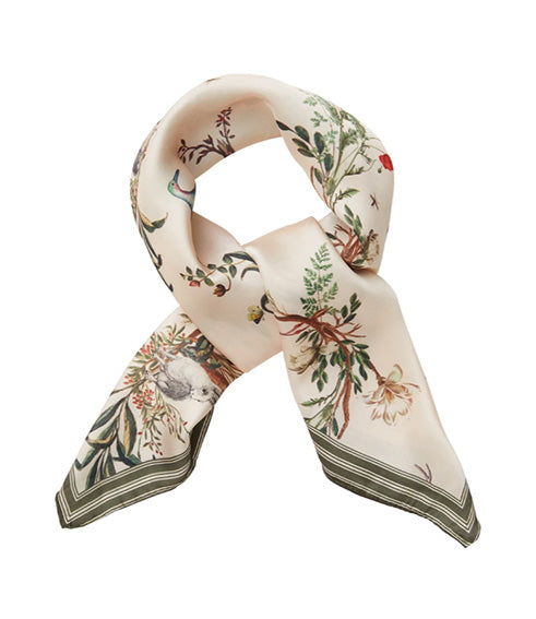 Toile de Jouy Olive Green Square Scarf