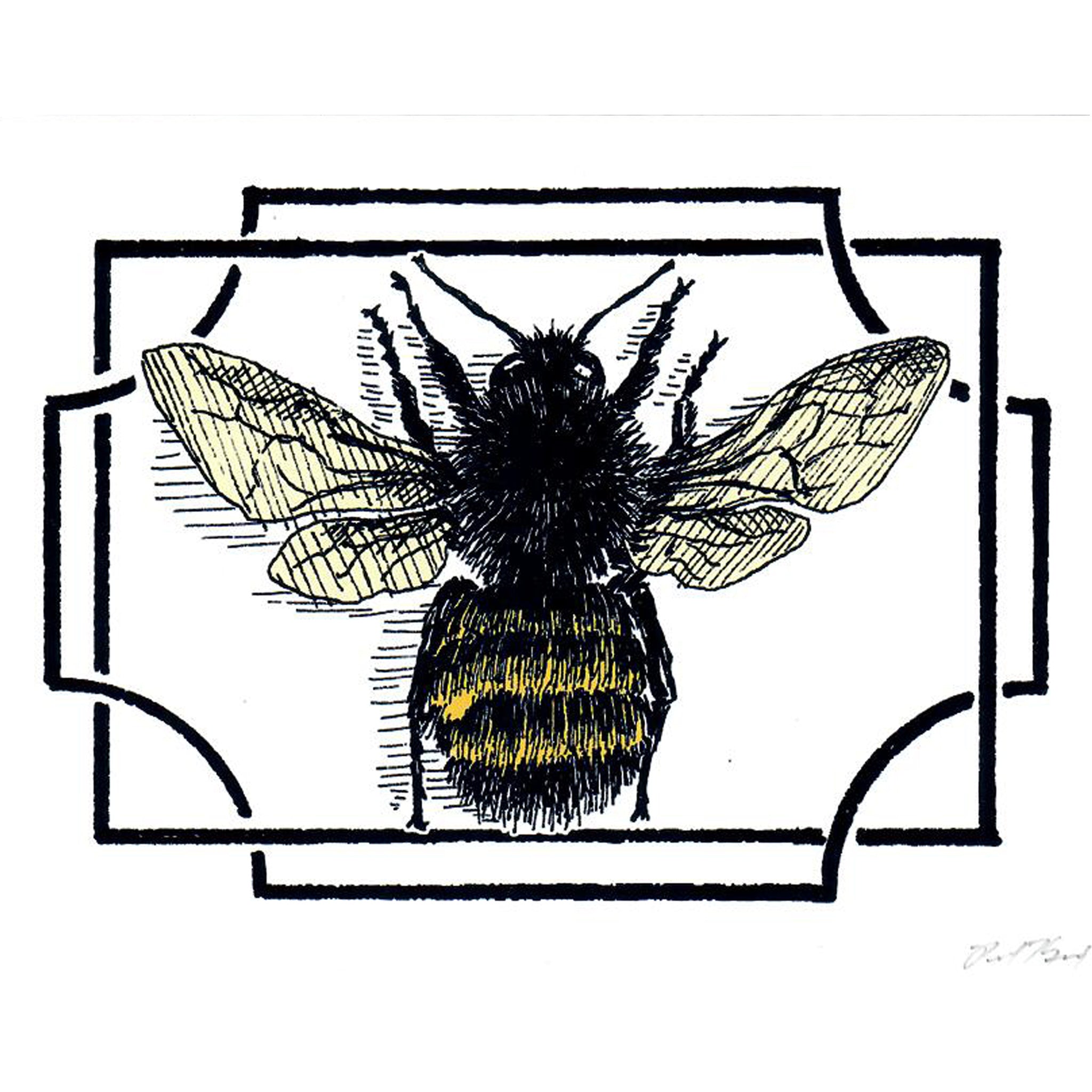 Bee Notecard, Pen and Ink Artwork by Paul Kmiotek